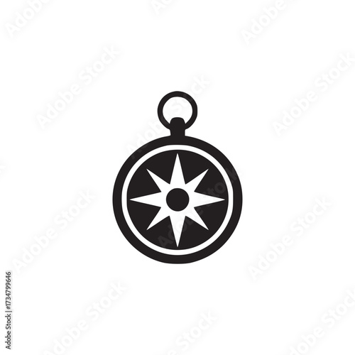 Vector art of compass icon with a classic design, the eightpointed star indicates the cardinal directions, symbolizing guidance, exploration, and orientation in navigation and discovery