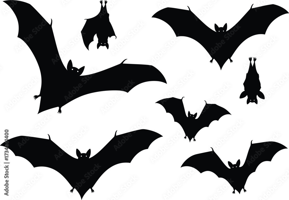 Naklejka premium Bat Halloween Silhouettes Vector