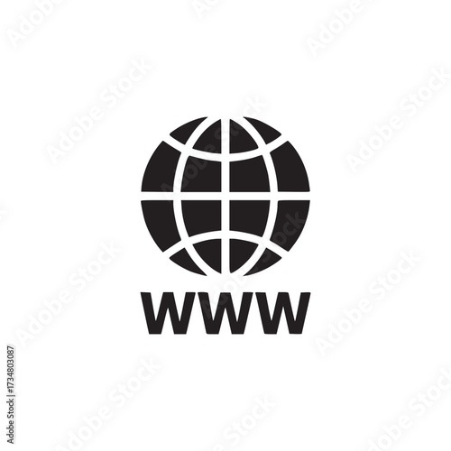 Vector art of globe icon symbol of worldwide connection, global communication, and international network vector illustration of a world wide web symbol with the letters www
