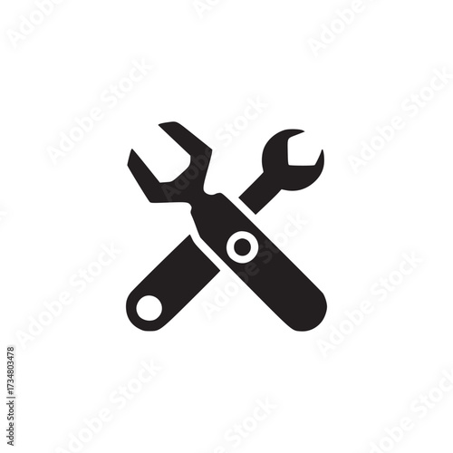 Vector art of wrench icon vector illustration crossed wrench icon concept for repair, maintenance, service, construction, industry, engineering, mechanic, tool