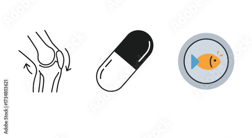 Knee Joint Pain Capsule and Fish Oil Icon knee pain