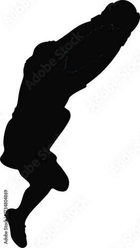 Black Goalkeeper Silhouette Catching Ball Keywords: goalkeeper, soccer, football, sport, athlete