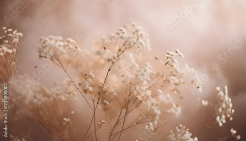 Smoke Blur Fog Soft Focus Gypsophila Flower Natural Beige Brown Light Neutral Background