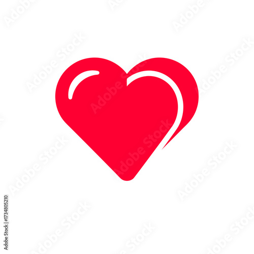 A vibrant red heart shape, a symbol of love, affection, and emotional connection, isolated on white.