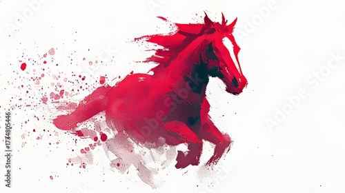Modern abstract red horse illustration evokes creativity and dynamic energy, suitable for marketing, branding, and artistic decor contexts