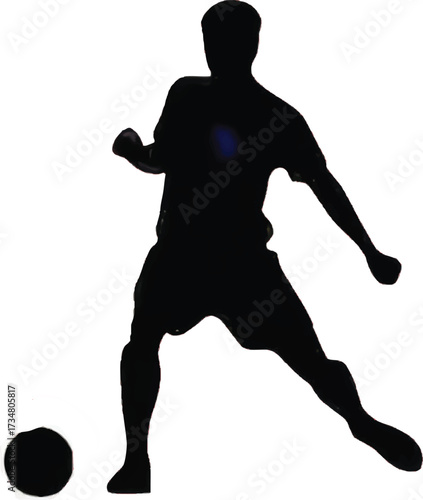 Black silhouette of a soccer player kicking a ball