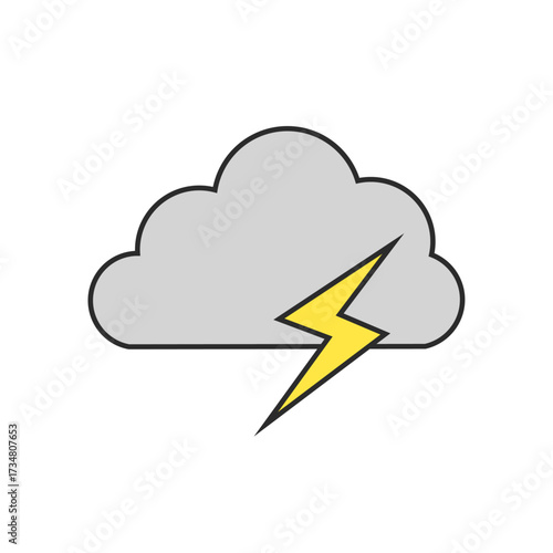 雷、嵐、曇り、雨雲、天気のイラスト（カラー）