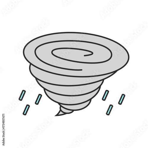 嵐、竜巻、台風、大雨、雨、災害、天気のイラスト（カラー）