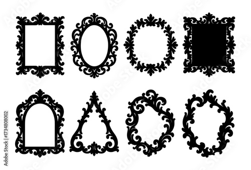 Elegant vintage frame collection: ornate silhouette designs for art and decor projects