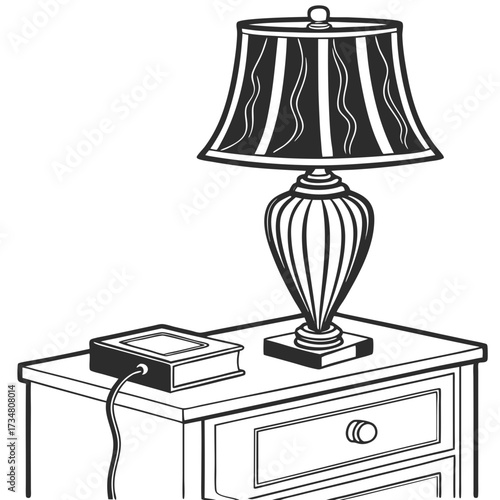 Table Lamp Silhouette Vector black and white