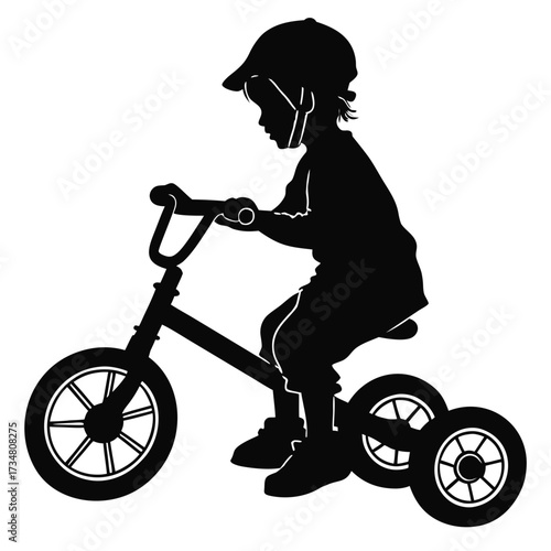 Child Riding Tricycle Silhouette