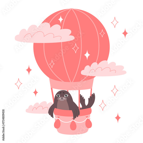 Seal in hot air balloon