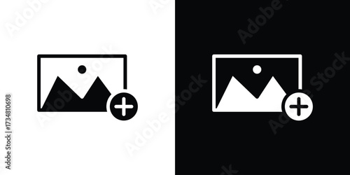 Add photos icons. silhouette icons for ui designs