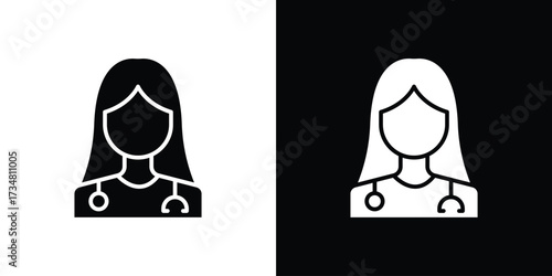 Woman Doctor icons. silhouette icons for ui designs