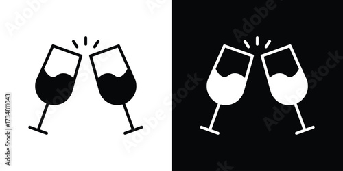 Wine toast icons. silhouette icons for ui designs