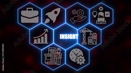 Neon Lines Business INSIGHT Concept Animation and Abstract Technology Background.  Internet and networking.4k motion video.

