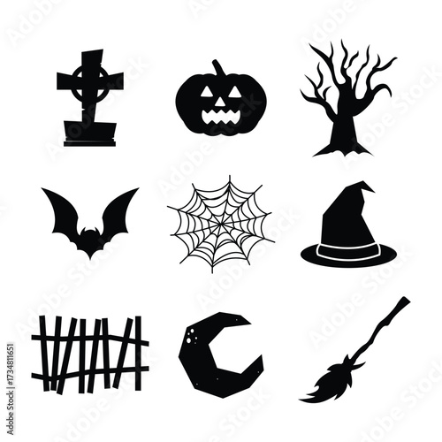 Halloween Icon Set Vector Design.