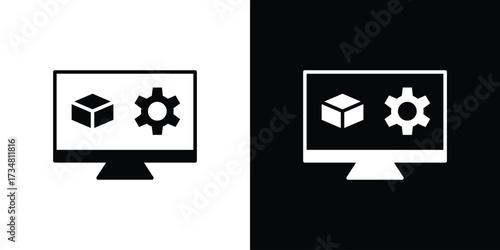 Virtual machine icons. silhouette icons for ui designs