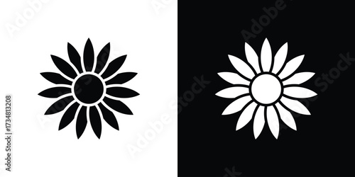 Sunflower icons. silhouette icons for ui designs