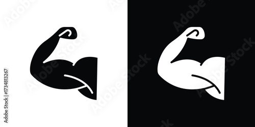 Strong arm icons. silhouette icons for ui designs