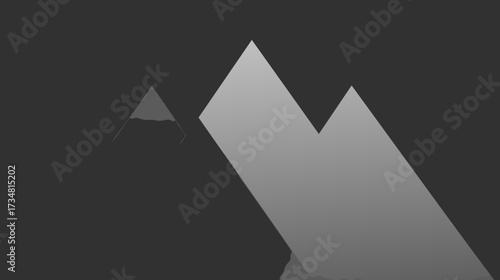 Contemporary abstract illustration of geometric mountain peaks in grayscale for a minimalist background or design element