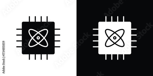 Quantum computing icons. silhouette icons for ui designs