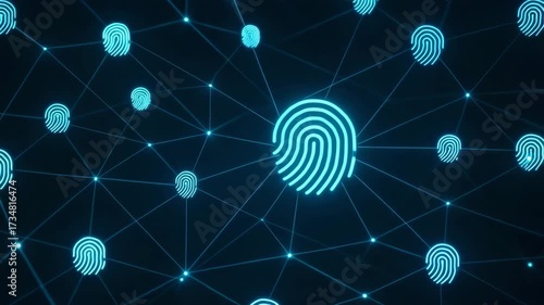 Abstract digital fingerprint network illustrating cybersecurity and privacy concepts in a visually captivating manner.