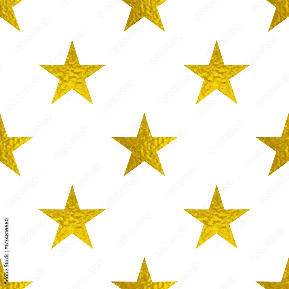 Fototapeta premium Seamless pattern of golden pixelated stars on white