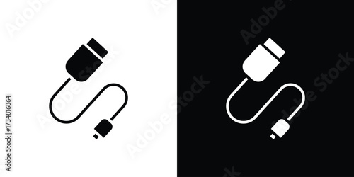 Phone cable icons. silhouette icons for ui designs