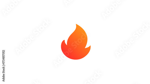 Stylized flame icon with vibrant red and orange gradient on a clean white background. Modern fire symbol representing heat, energy, and passion.