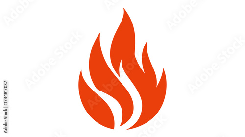 Stylized orange flame icon, simple fire symbol representing heat, energy, warning, or passion. Flat vector graphic isolated on white background.
