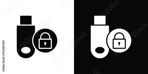 Pendrive security icons. silhouette icons for ui designs