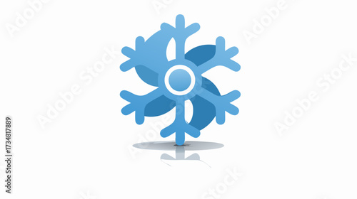 Modern blue snowflake icon, abstract ice crystal symbol, cold winter weather graphic, clean white background, 3D render