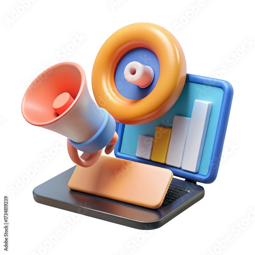 Wallpaper Mural 3d marketing and analytics icons isolated on transparent background Torontodigital.ca