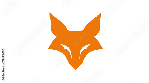 Stylized orange fox head icon, minimalist animal symbol with sharp lines, modern graphic design element on white background.