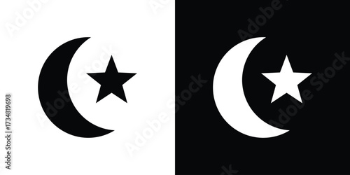 Moon and star icons. silhouette icons for ui designs