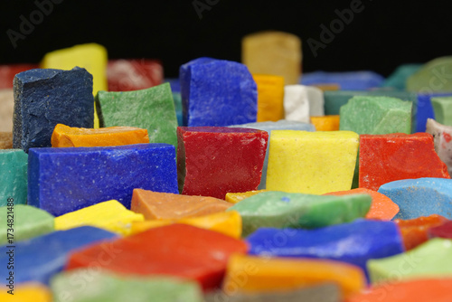 Multi-colored smalt from old Soviet mosaics. Smalt is colored, opaque,dull glass