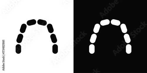 Lingual braces icons. silhouette icons for ui designs