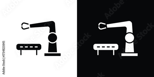 Industrial robot icons. silhouette icons for ui designs