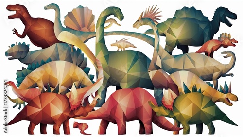Geometric Dinosaur Silhouette Collage