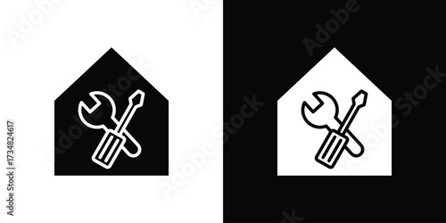 Home repair icons. silhouette icons for ui designs