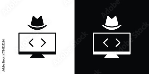 Hacker icons. silhouette icons for ui designs