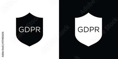 GDPR shield icons. silhouette icons for ui designs