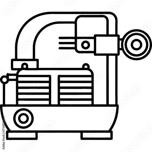Vector illustration of a welding machine industrial equipment scalable graphic for manufacturing and fabrication projects silhouette Vector white background