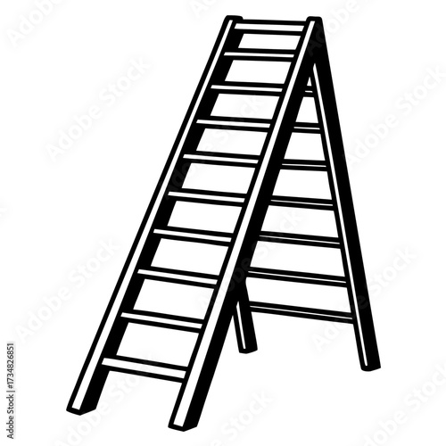 Scalable vector illustration of an a-frame ladder icon for construction and diy projects silhouette Vector white background