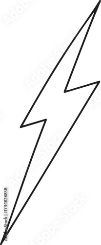 Electric Shock Electricity Power Lightning Hand-drawn Sketch Drawing Vector Illustration, Line Linear Symbol Engraving Coloring Book, Black and White Isolated
