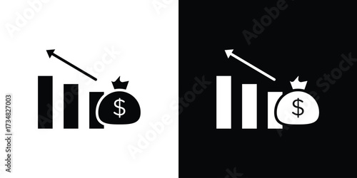 Fiscal policy icons. silhouette icons for ui designs