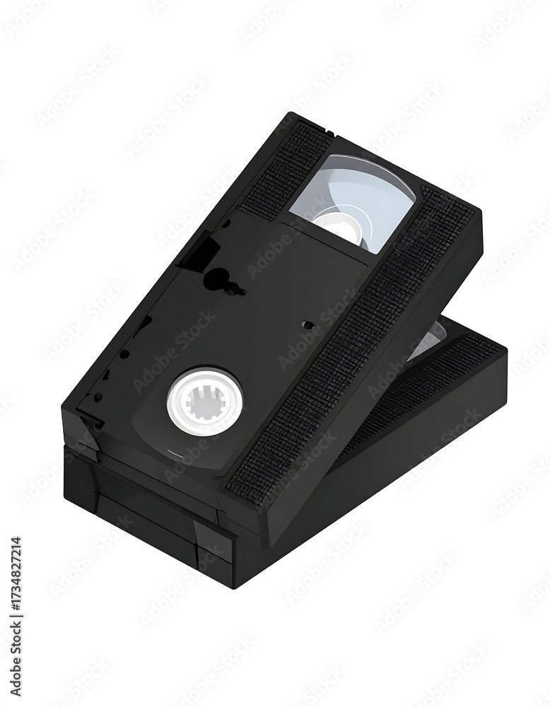 Fototapeta premium Two vintage VHS tapes overlapping