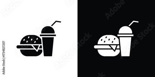 Fast food icons. silhouette icons for ui designs