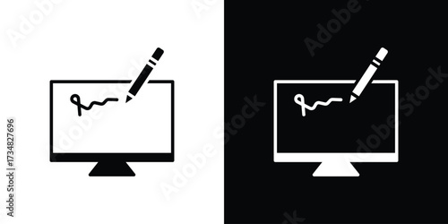 Electronic signature icons. silhouette icons for ui designs